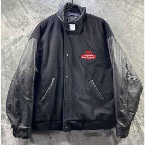 LAMASZ SPORT Other - Avis Corporate Lead Program Jacket Mens Medium Black Wool Leather Varsity Bomber